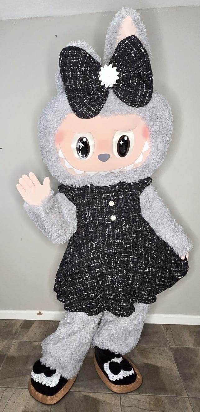 READY TO SHIP Unique Cute Gray labubu with Outfit Mascot Costume