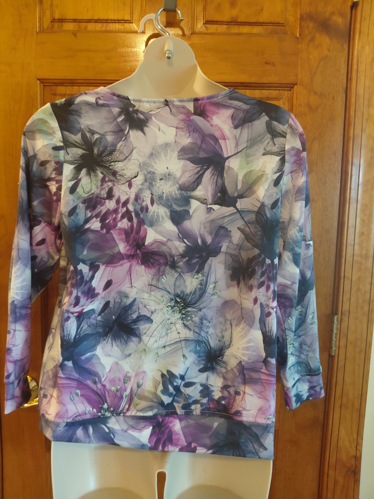 Christopher & Banks 3/4 Sleeved Petite Top Purple And Pink Size P/L