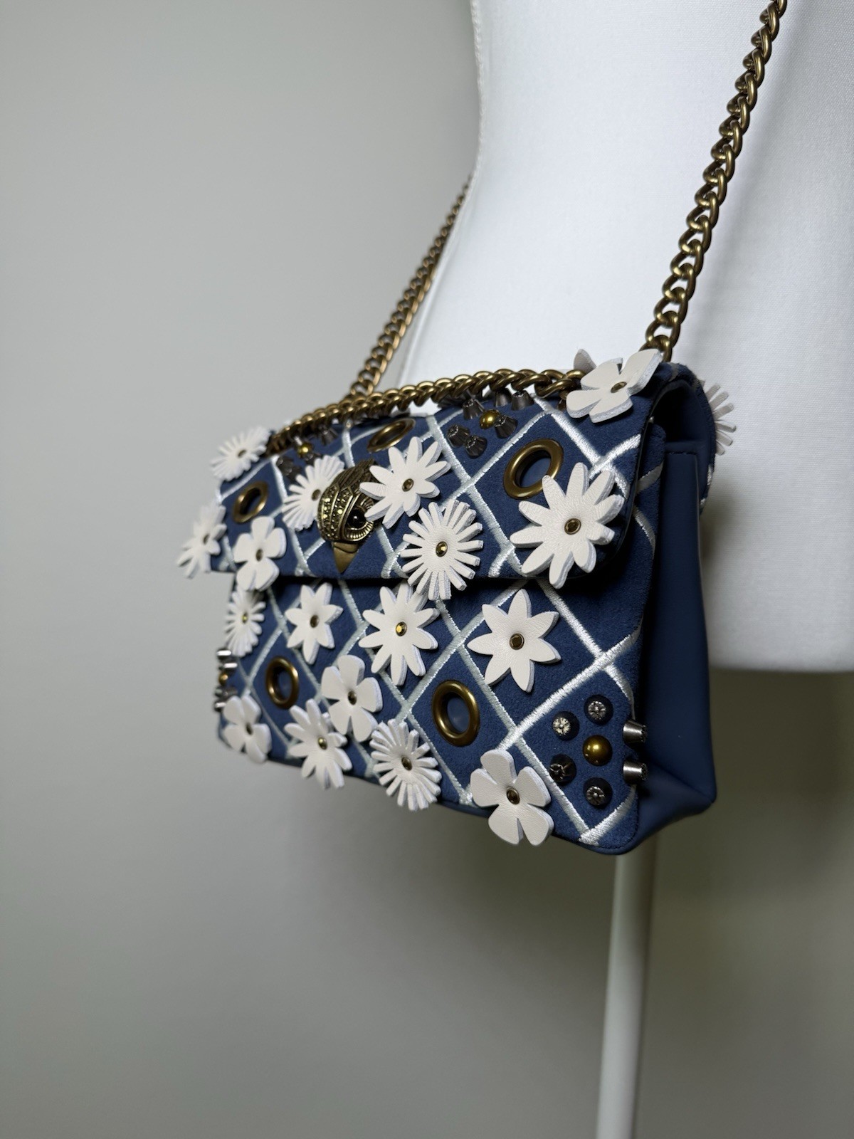 Kurt Geiger Mini Kensington Flowers Convertible Crossbody Bag blue multi NWT$245