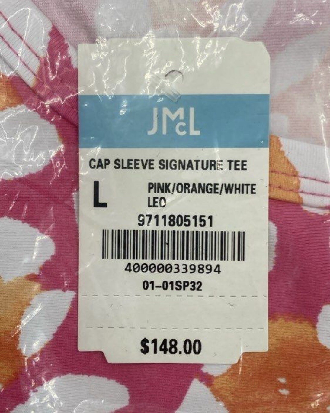 NWT $148 J. McLaughlin Pink Cap Signature Shirt Women LG Cool Wick Fabric Nylon