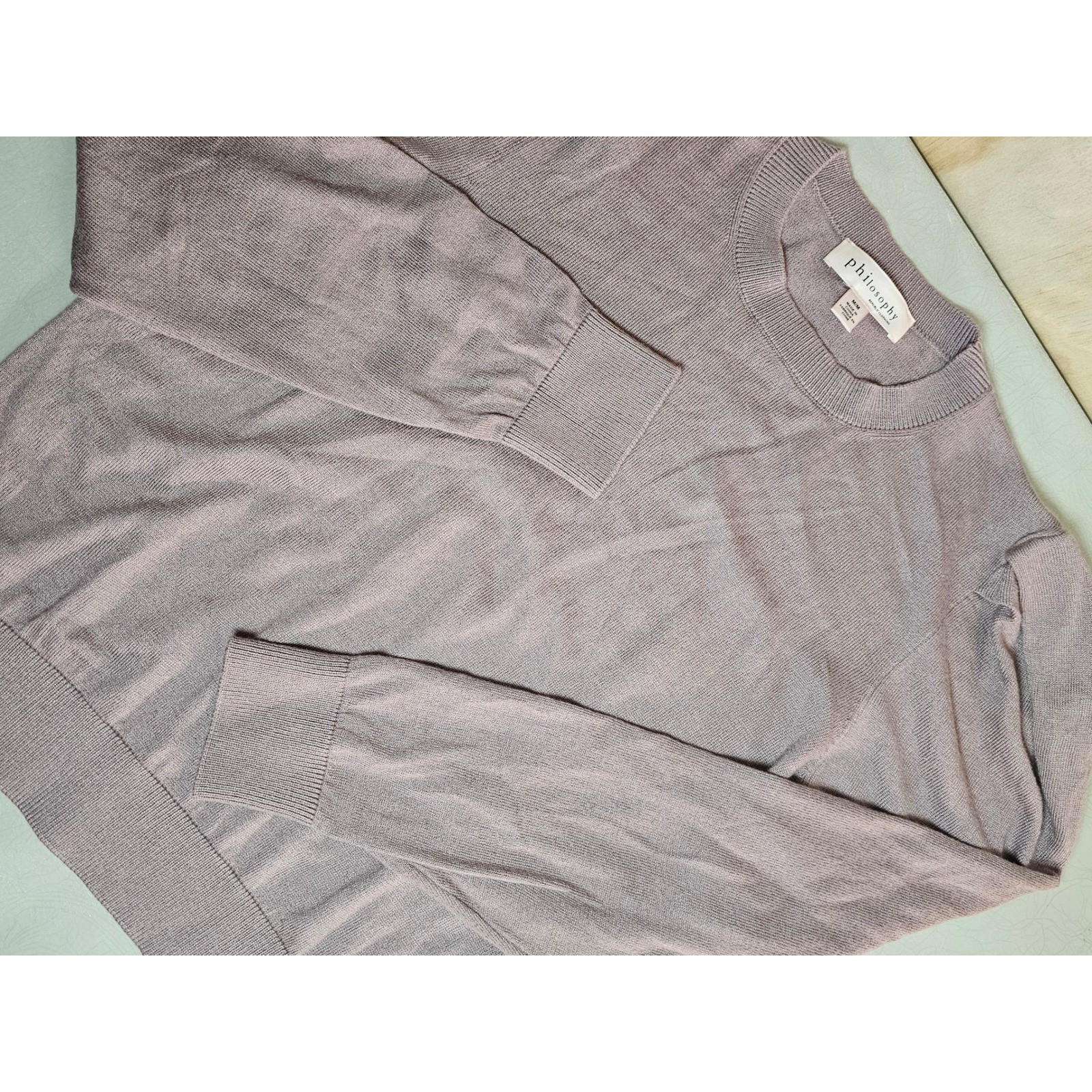 Philosophy Republic Clothing Womens Mauve Puff Sleeve Cashmere Blend Sweater M