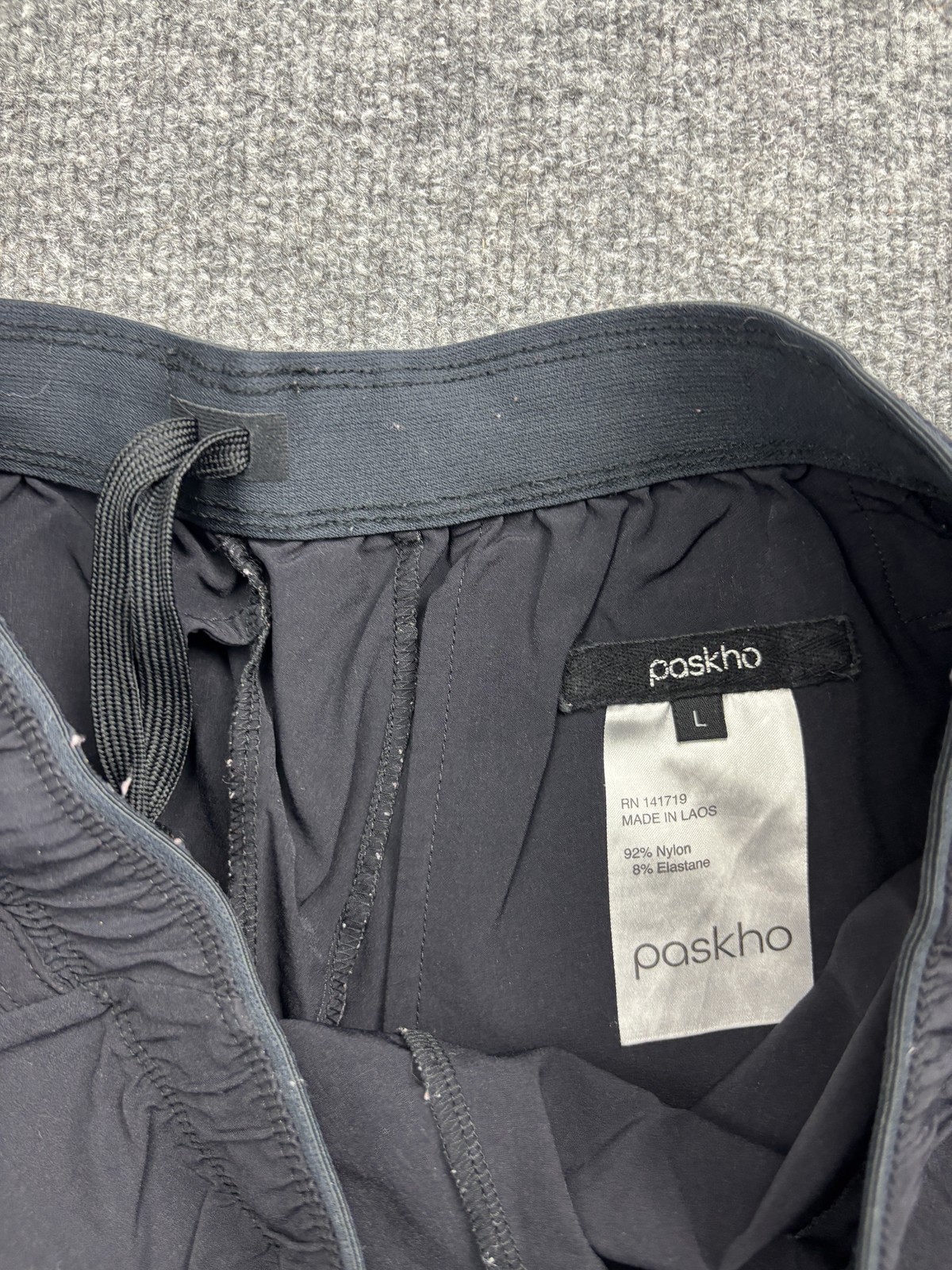 Paskho Jogger Pants Mens Large 35×30 Black Lightweight Elastic Waist Zip Pockets
