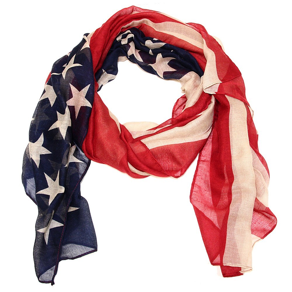 Large USA American Flag Scarf Beach Wrap Soft Lightweight 72″ X 36″