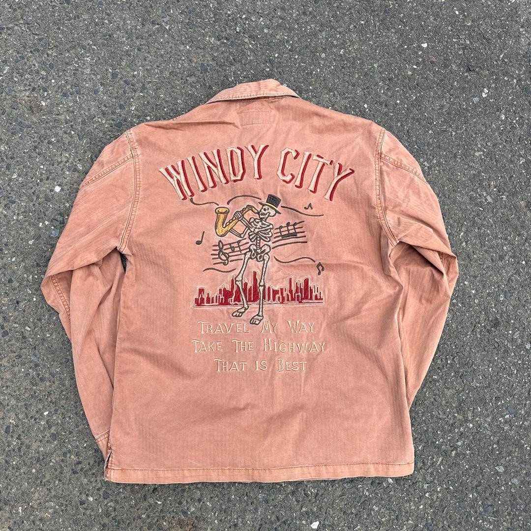 AVIREX WINDY CITY Chicago Military Jacket Blouson Coat Men Size M brown Genuine