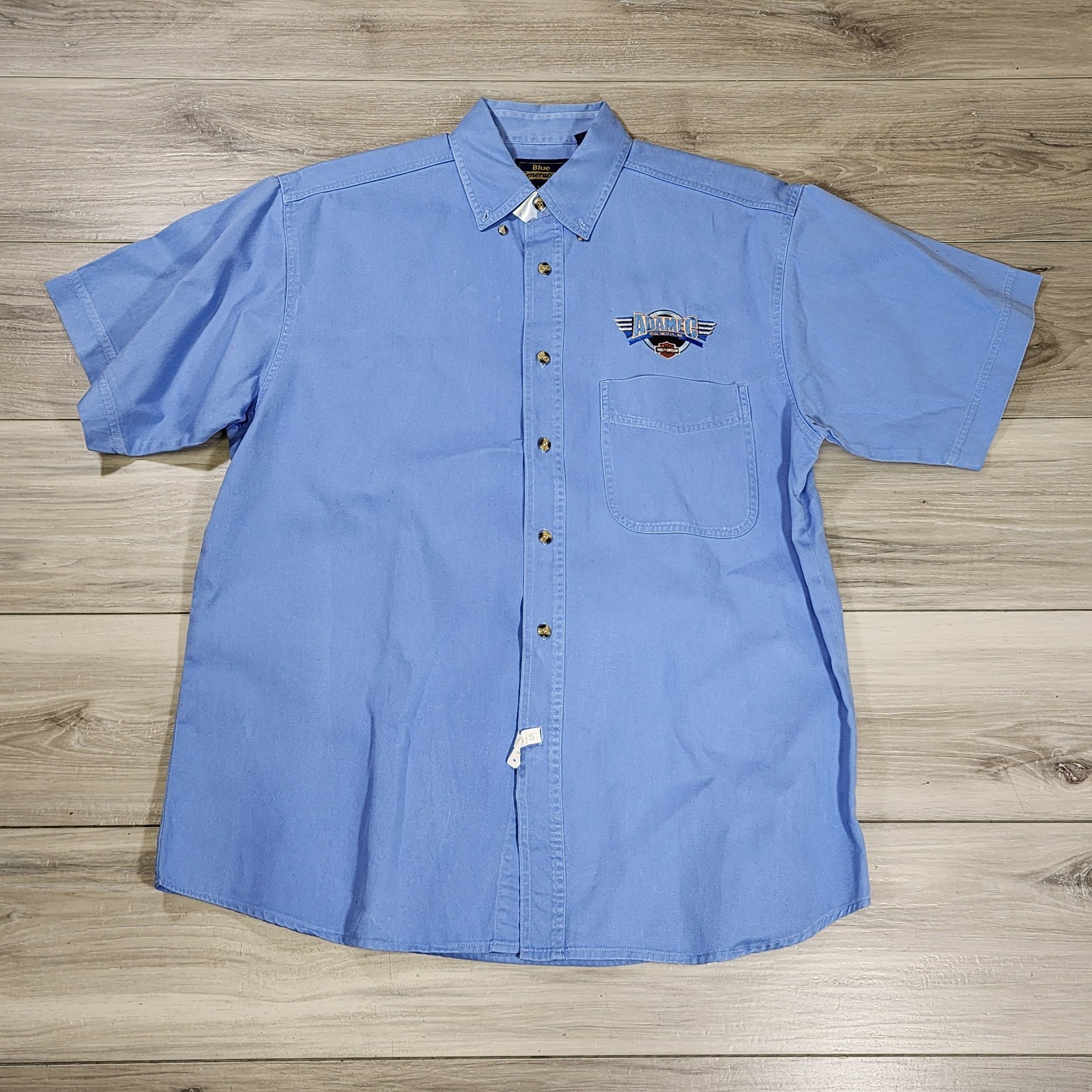 Blue Generation Shirt Men’s Medium Blue Adamec Harley Davidson Short Sleeve