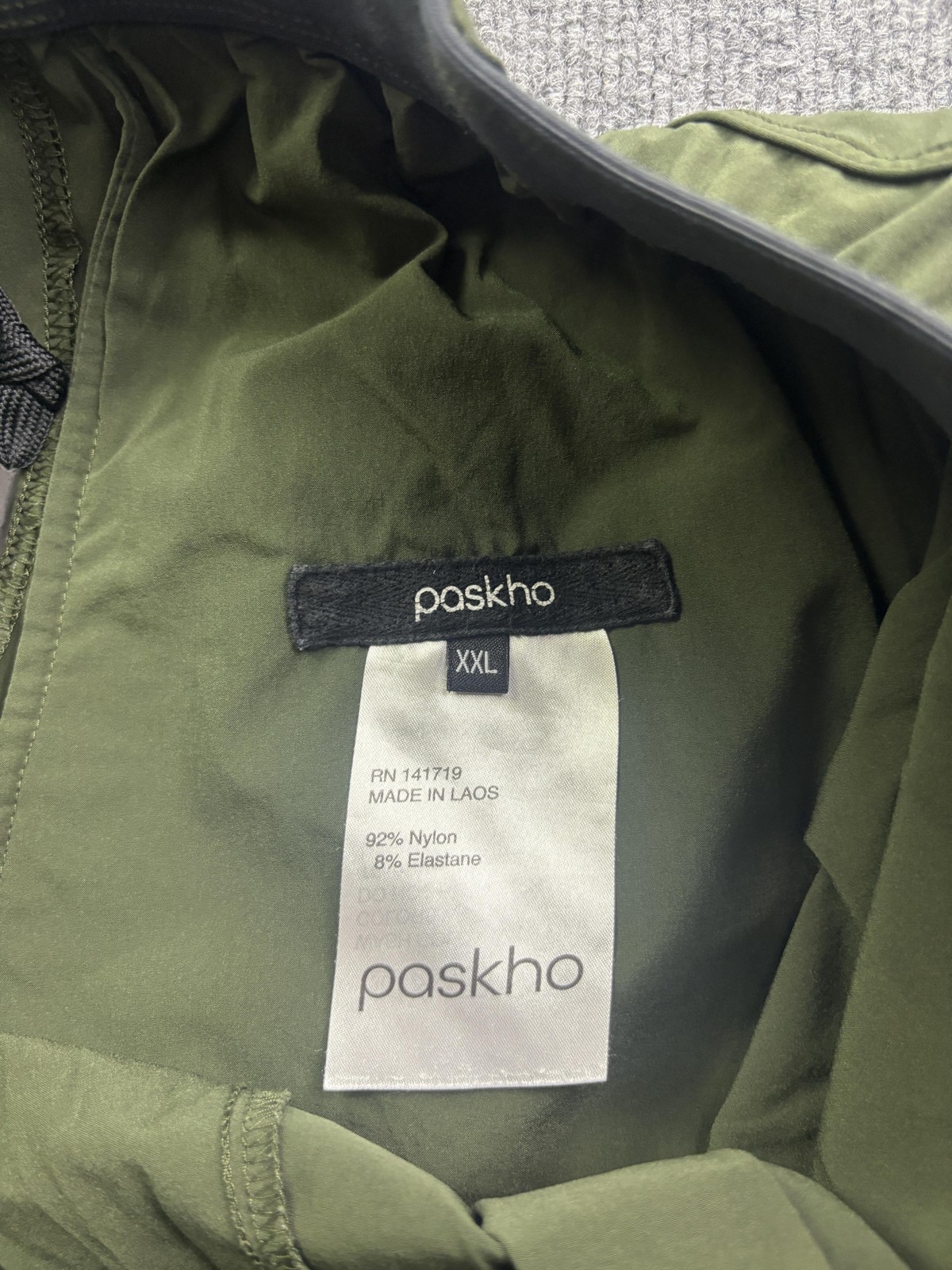 Paskho Jogger Pants Mens 2XL 38×30 Green Woven Elastic Waist Zip Pockets Stretch