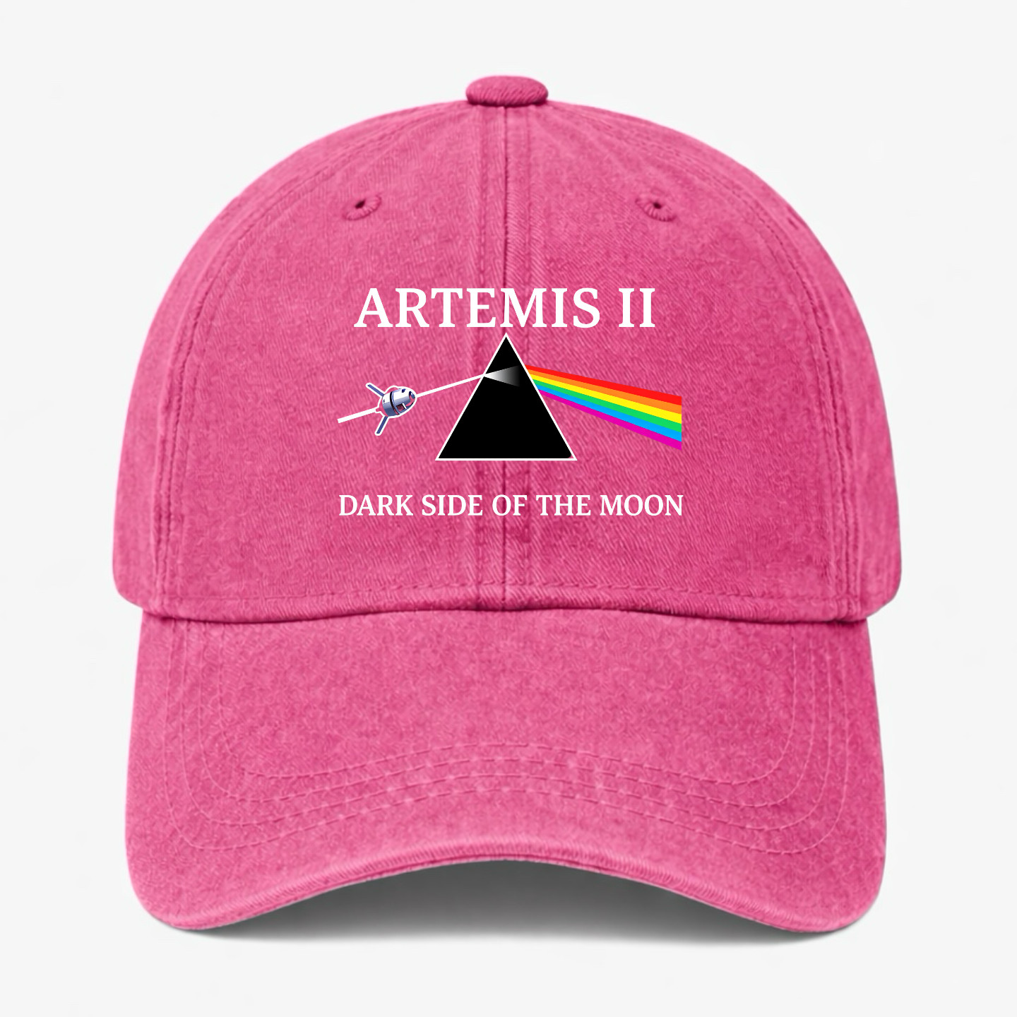 Artemis II Dark Side Moon Hat Space Prism Rainbow Funny Dad Baseball Cap Gift