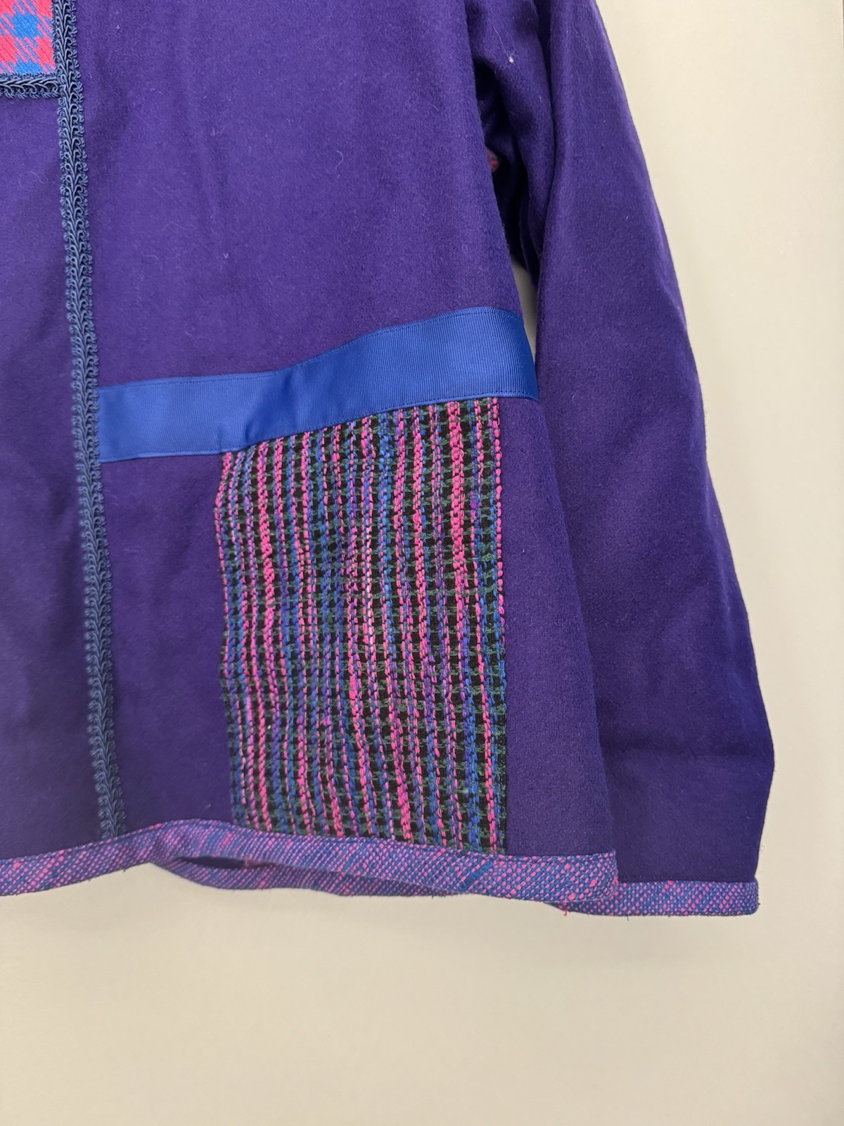Unique vintage purple jacket with appliqués, A Treasure Forever by Linda Pool