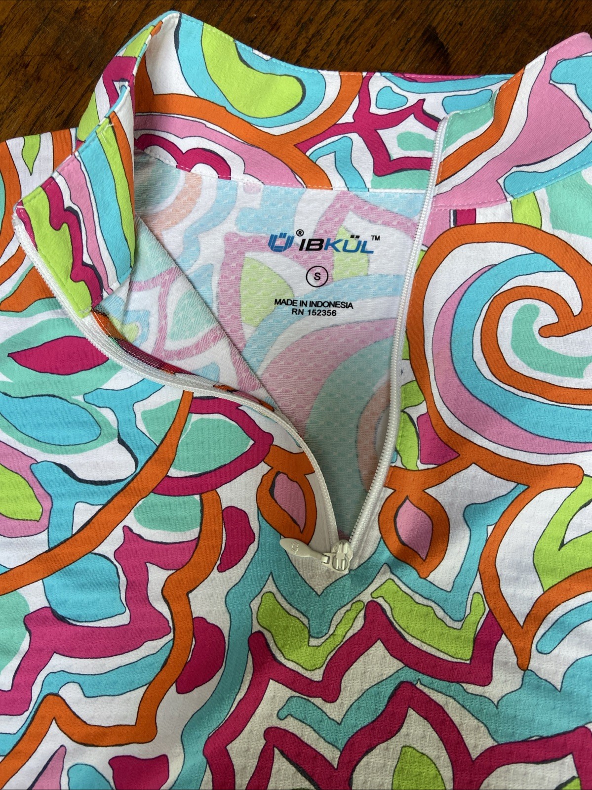 IBKUL Ariana Mock Neck Top Short Sleeve S M L XL Multi Women’s Golf Shirt UPF 50