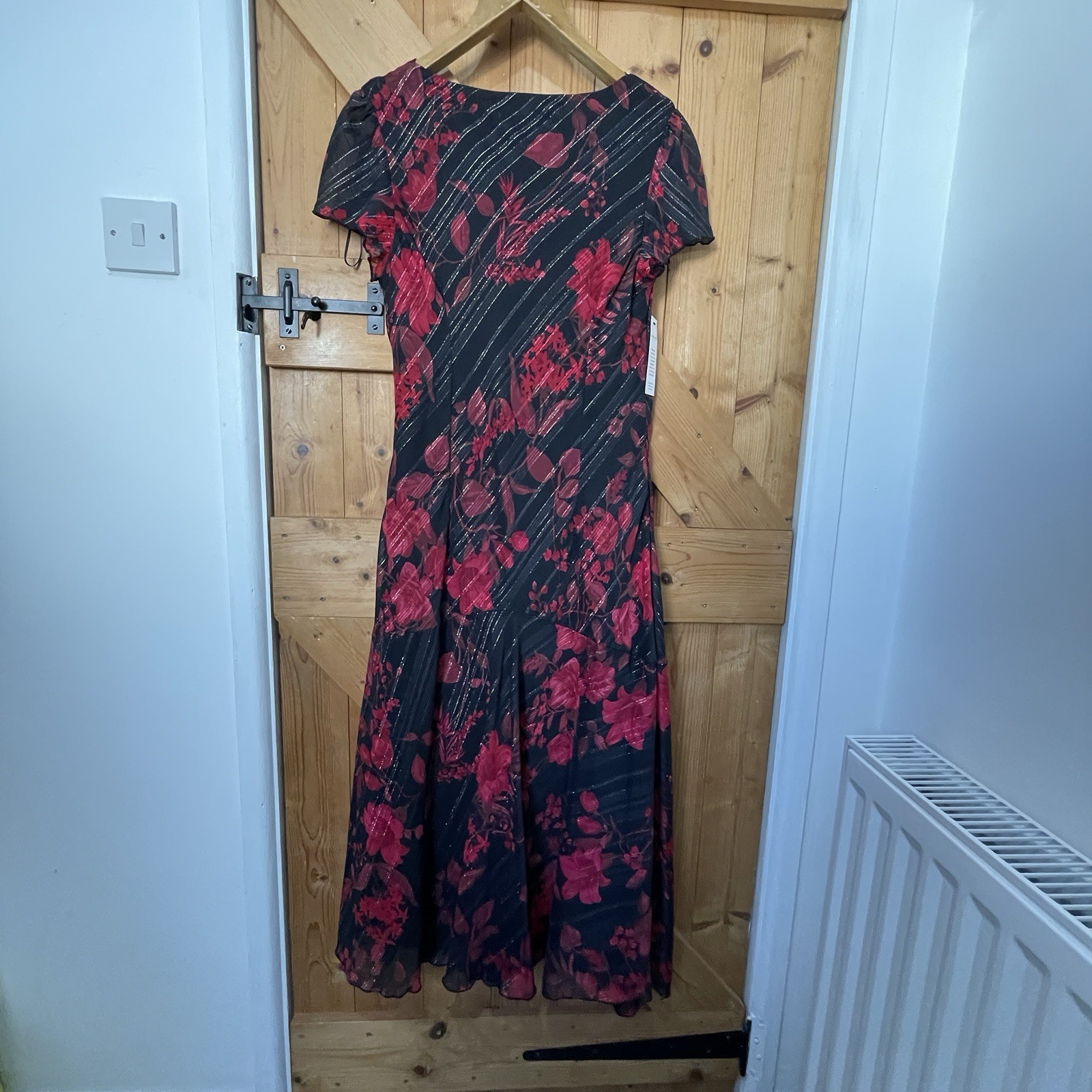 ANNA ROSE UK 14 Whimsy Goth Ladies Long Floral Slip Dress Cowl Neck BNWT RRP £65
