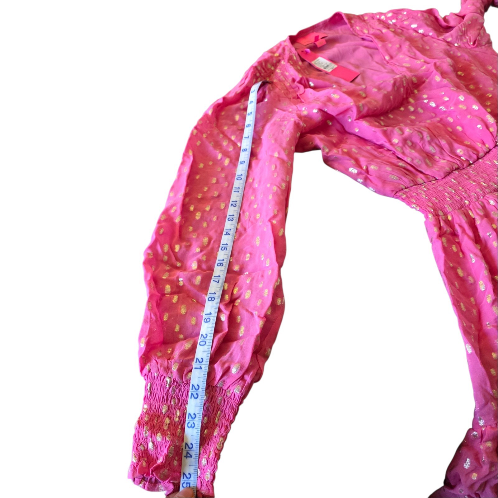 Lilly Pulitzer Cristiana Dress 12 Aura Pink Metallic Clip Dot Ruffle Smocked NWT