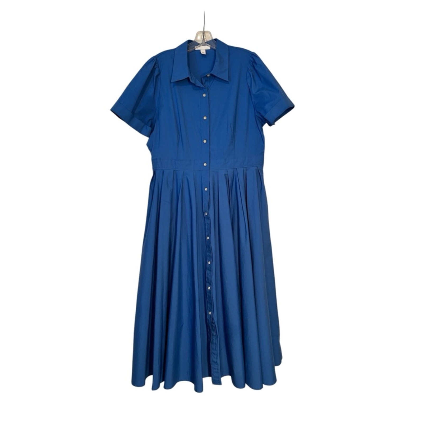 Alexis Dress Blue Short-Sleeve Button Front Fit-and-Flare Size XL Shirtdress