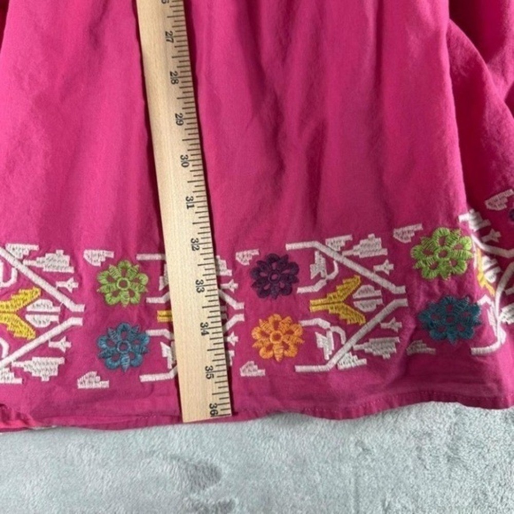 Layers Clothing Tiered Mini Dress Womens L Pink Boho Embroidered Flutter Sleeve