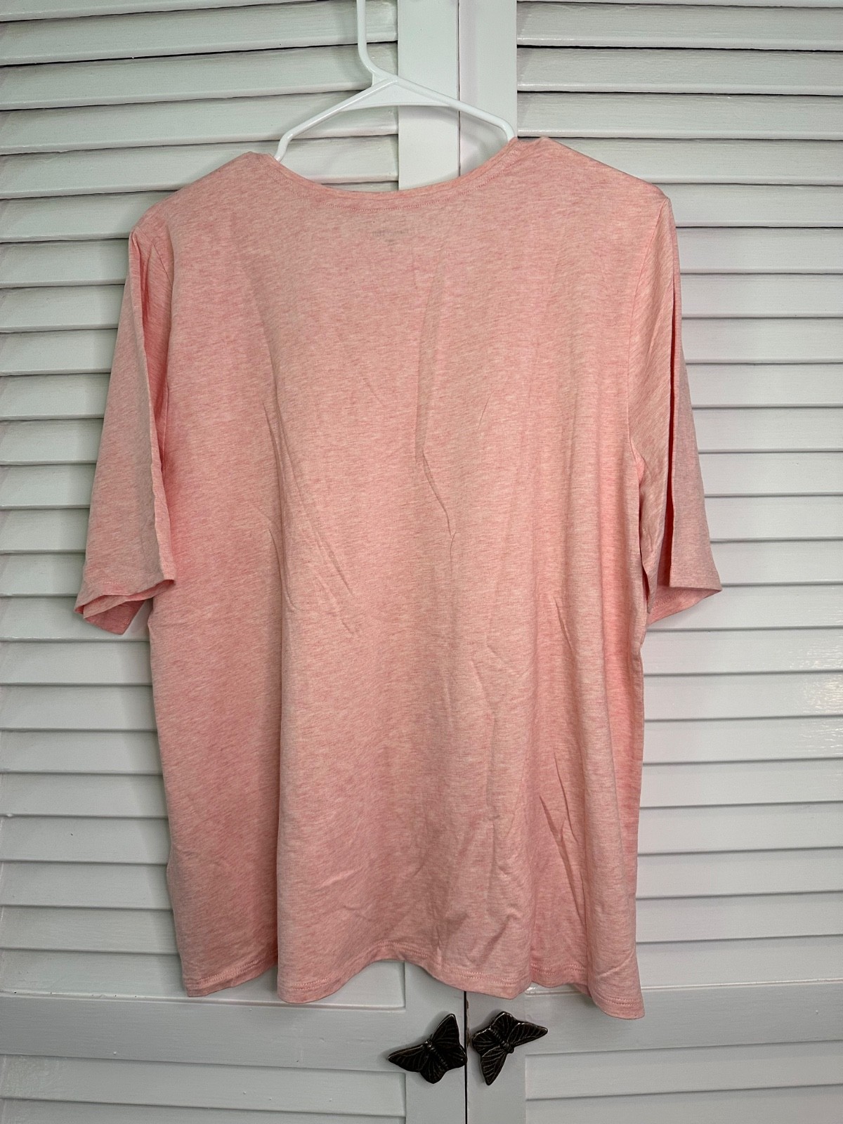 Garnet Hill Size XL Heather Pink Organic Pima Cotton Tencel Blend Knit Shirt