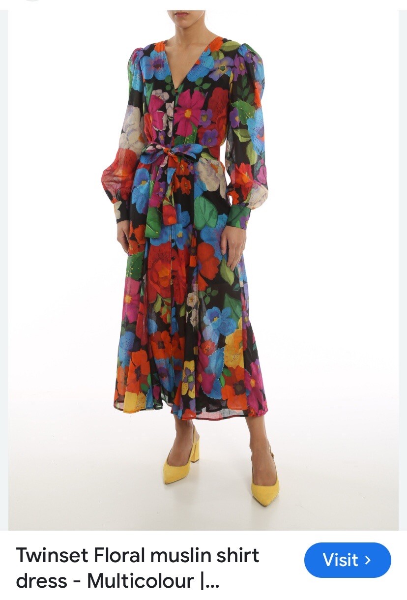 Twinset Milan Cotton Muslin Shirt Dress Button Up Maxi SZ 8 Floral New