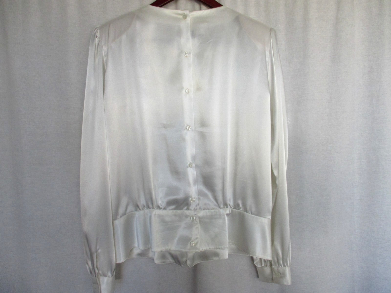 Vintage Nicola Blouse Size 14 White Pleated Front Beaded Neckline Polyester