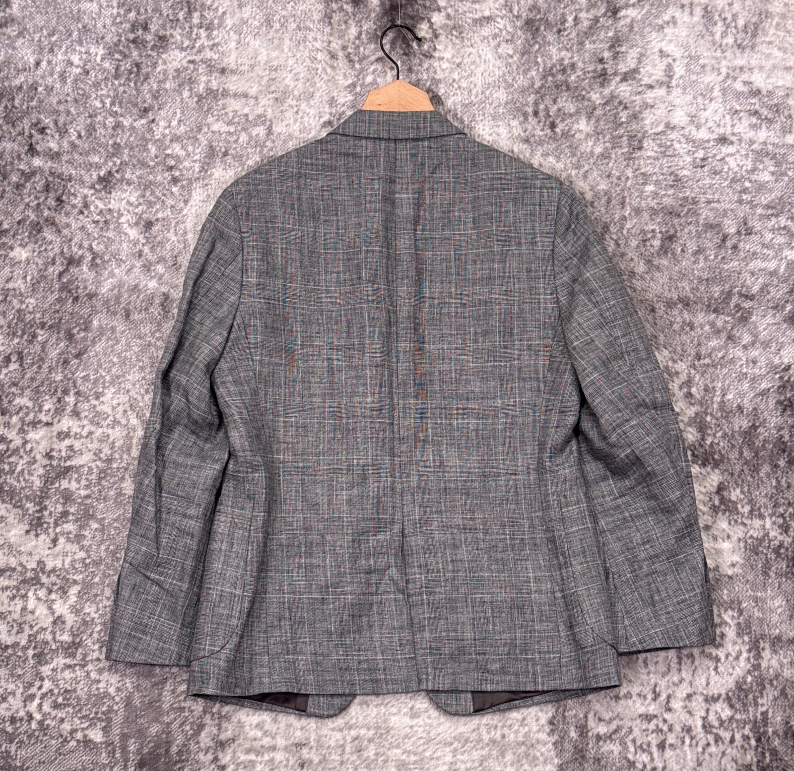 New Banana Republic Blazer 38 Short Mens Gray Check 100% Linen Slim Fit Jacket