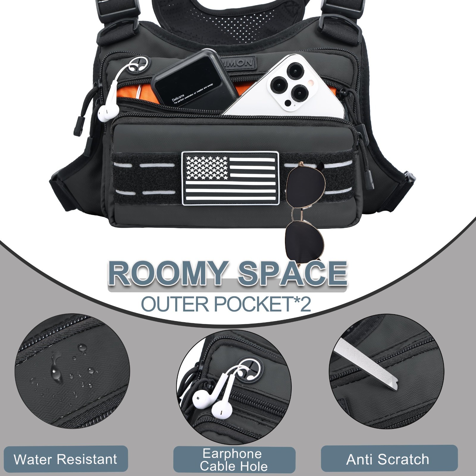 Waterproof Chest Bag for Men – Extra Storage for Running, Cycling, Hiking, Climb