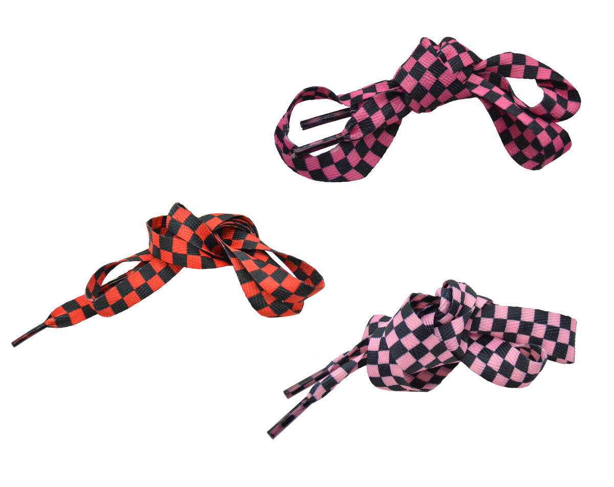 Fashion Flat Shoelaces “Checker” 6 pr. Eyelets Sneakers Shoelace One Pair