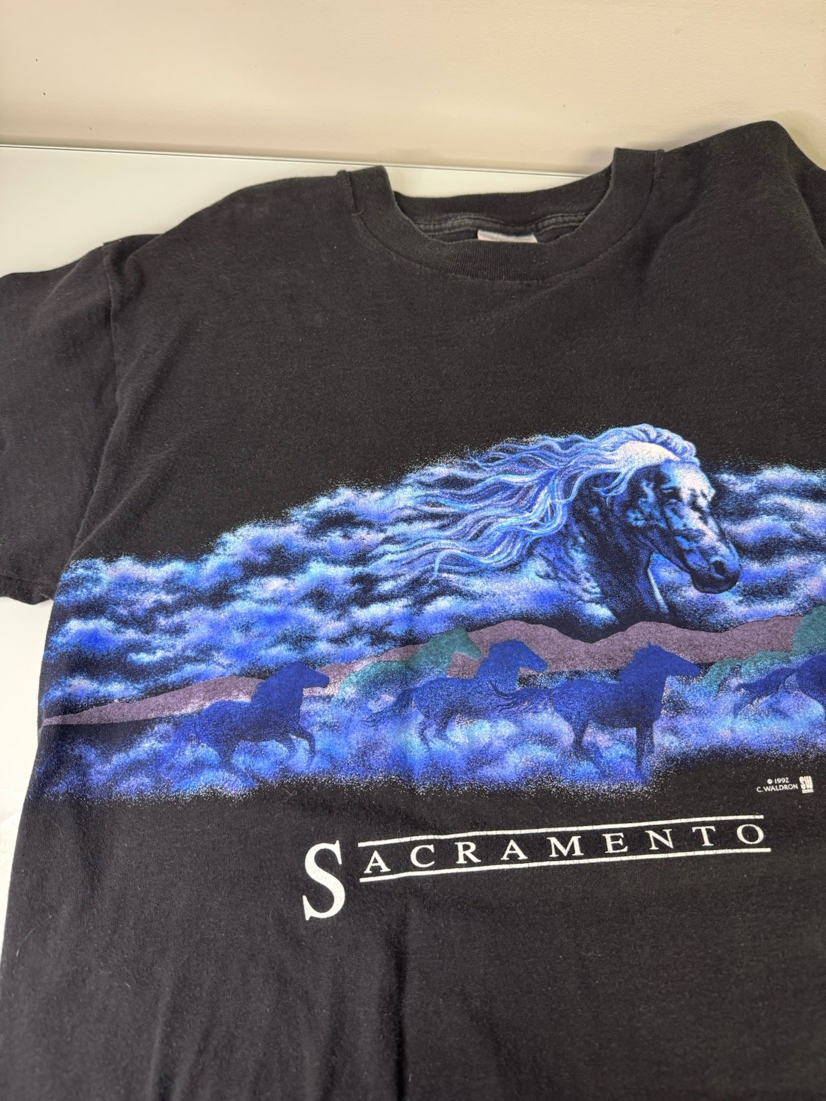 Vintage 1992 C. Waldron Sacramento California T-Shirt Size XL Wild Horses