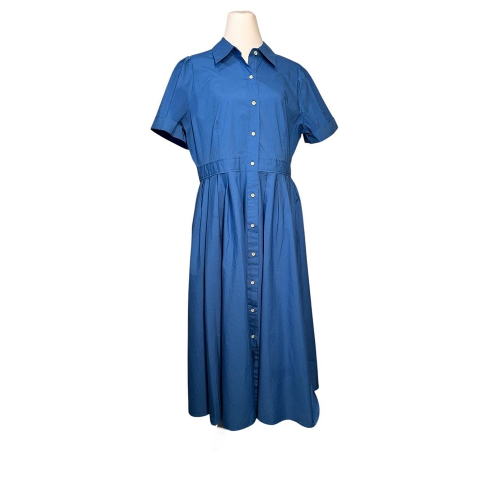 Alexis Dress Blue Short-Sleeve Button Front Fit-and-Flare Size XL Shirtdress