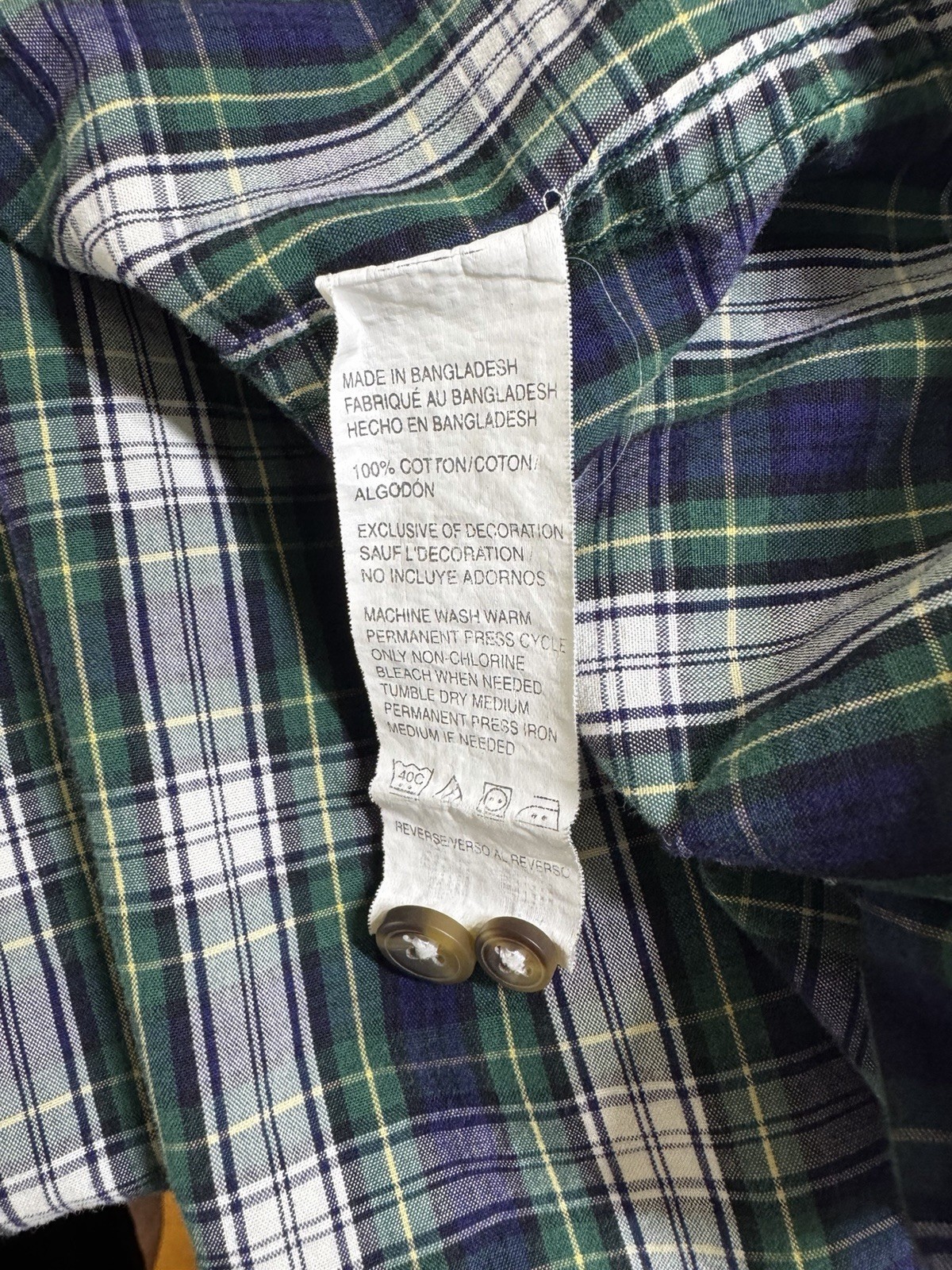 IZOD Men’s Plaid All-Over Button-Down Long Sleeve Shirt Blue Green White Sz XXL