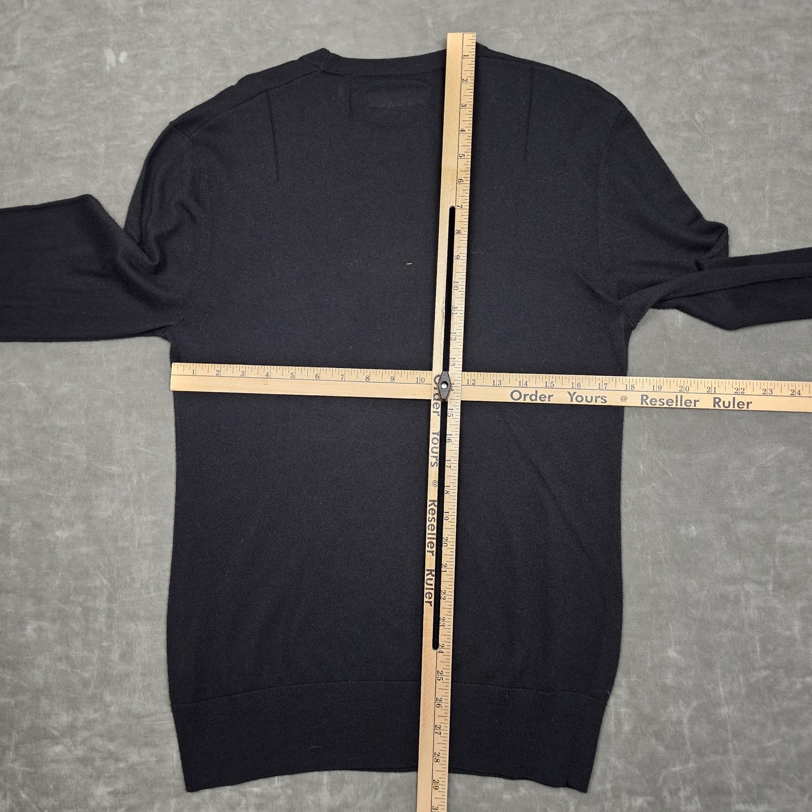 AllSaints Sweater Mens Medium Black Nomo Crew Ramskull Logo Wool Blend Pullover