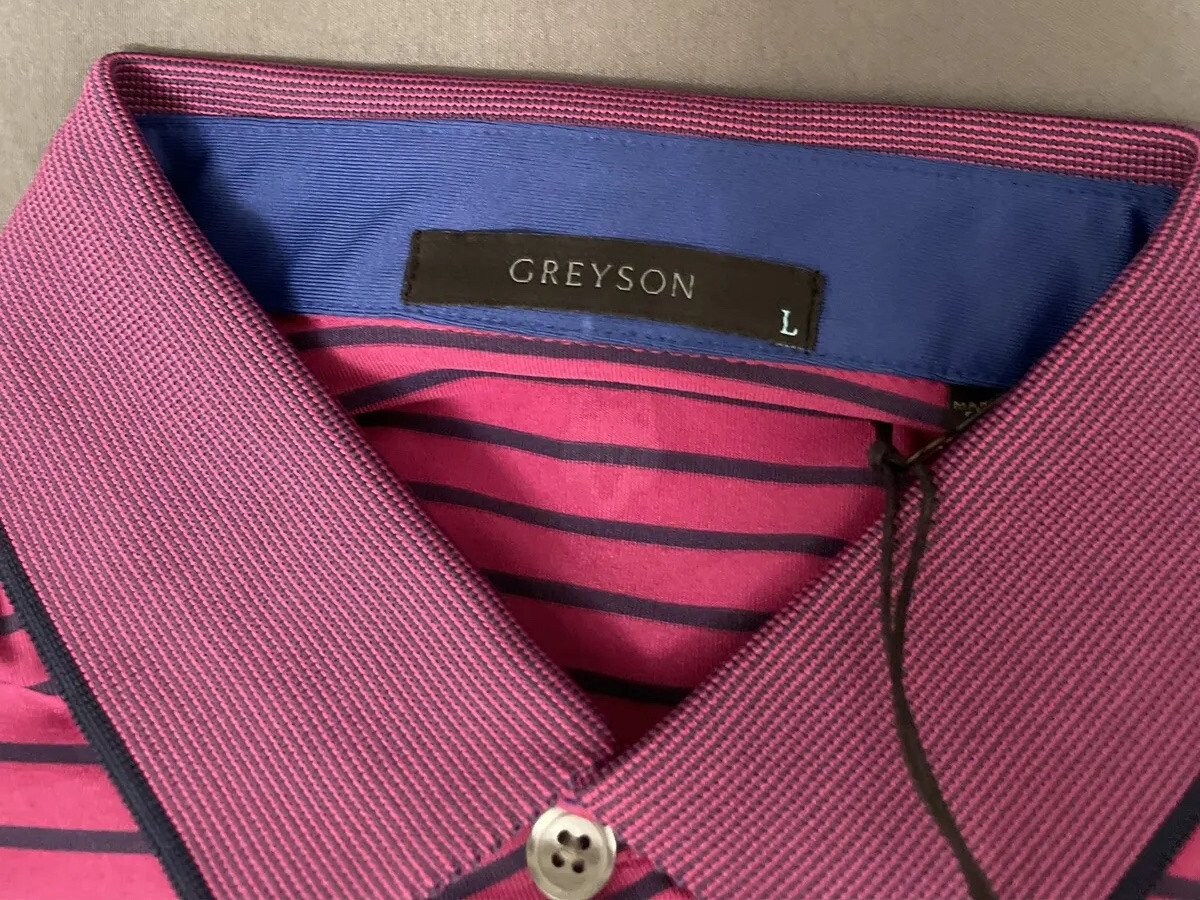 Greyson Golf Shirt Polo Crow Large Purple Pink Ruby Martin NWT MSRP $90