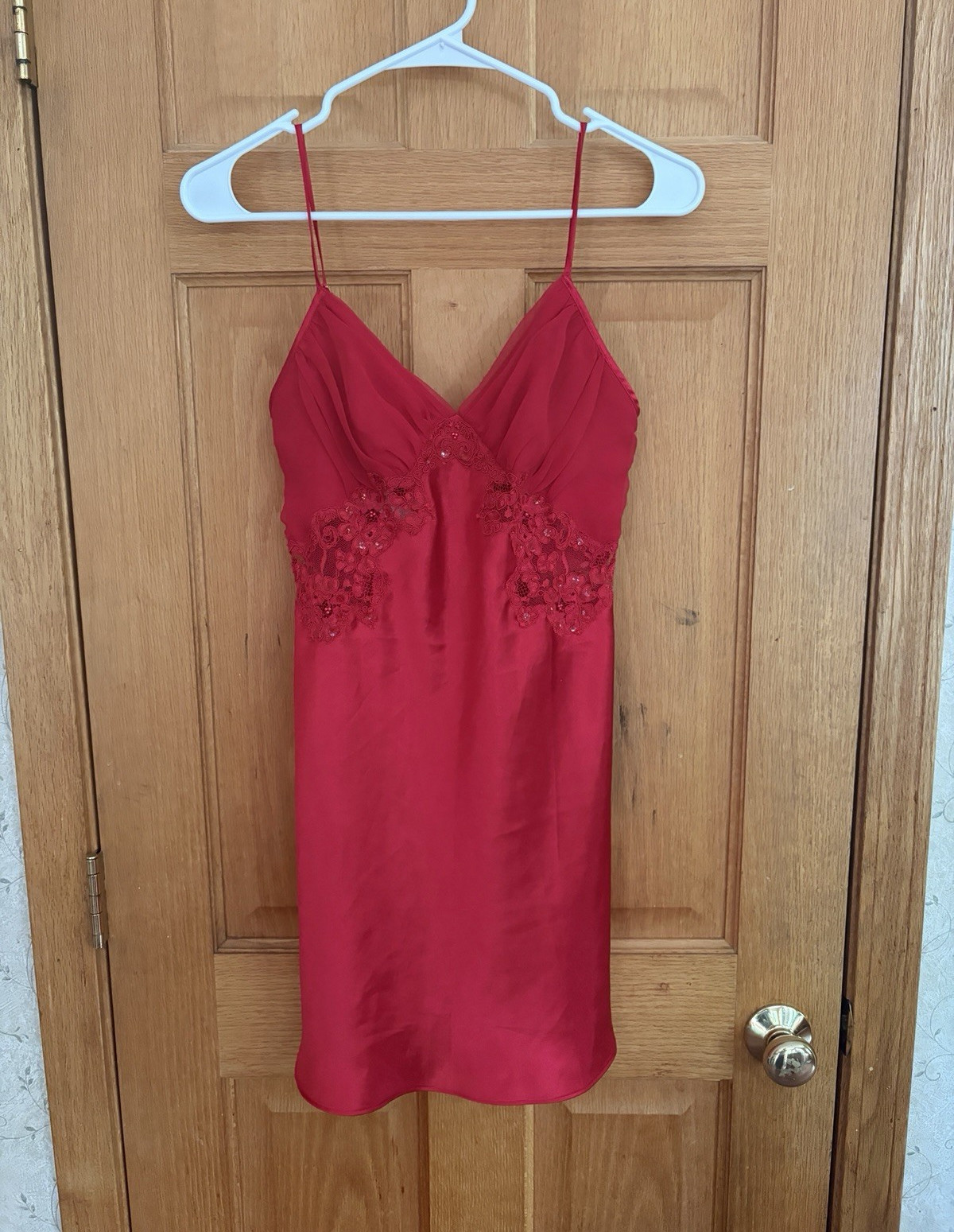 Victoria’s Secret Red Embroidered Full Slip, Adjustable Straps, Size S