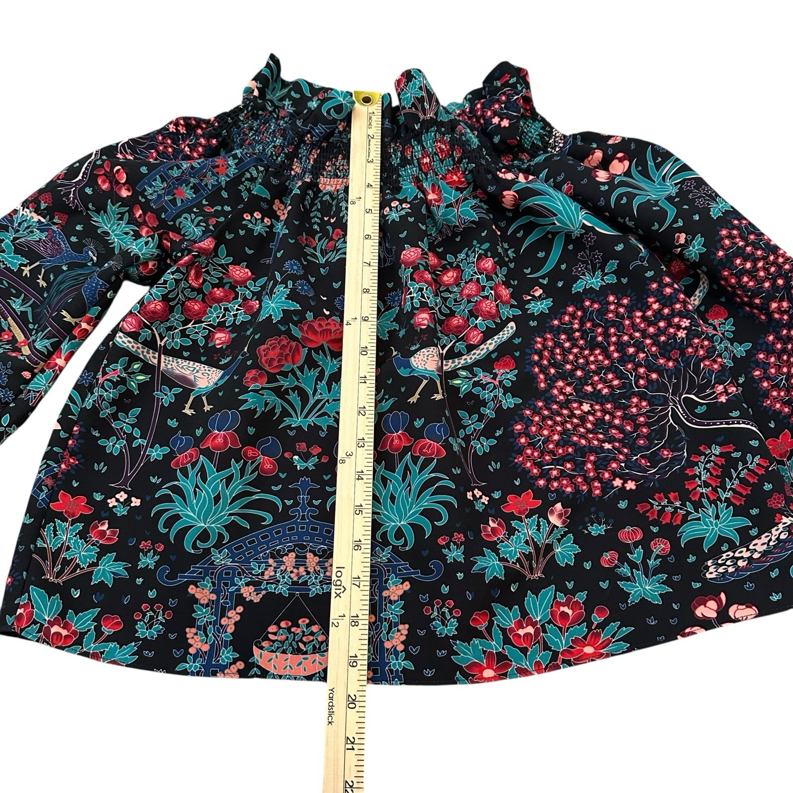 Tuckernuck Midnight Garden Peacock Off the Shoulder Marguerite Blouse Size S