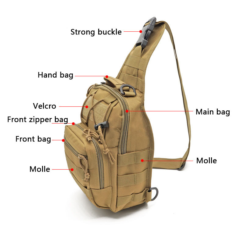 Men Backpack Molle Tactical Sling Chest Pack Shoulder Bag Outdoor Hiking Travel
