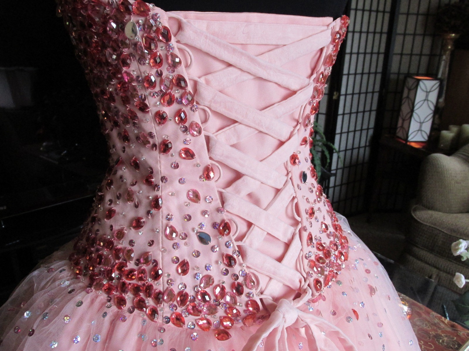Vtg MORI LEE by Marilyn Gardner Peach Gown Dress Quinceañera Prom SZ 2