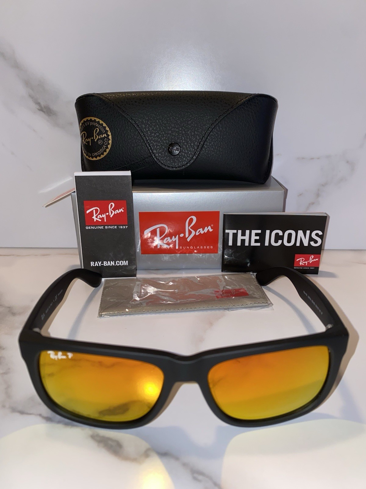 *BRAND NEW* Ray-Ban RB4165 Man Polarized Sunglasses Justin Red Orange Lens UV400