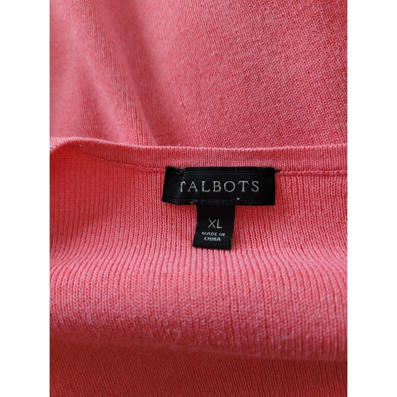 Talbots Womens XL Coral Orange Bell Sleeve Knit Top Cotton Rayon Keyhole Back
