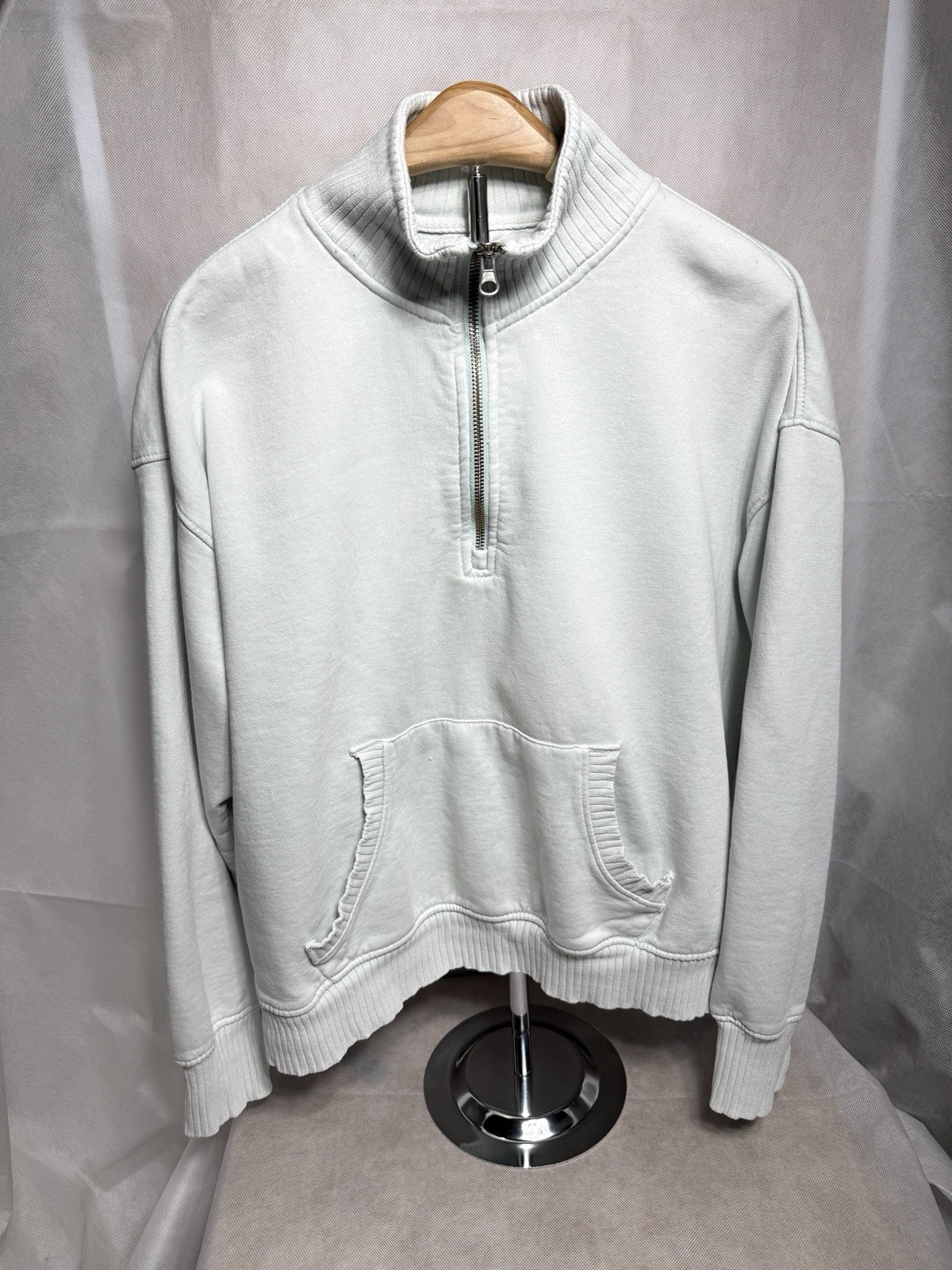 C&C California Sun Washed Baby Blue Crop 1/4 Zip Sweatshirt Size L