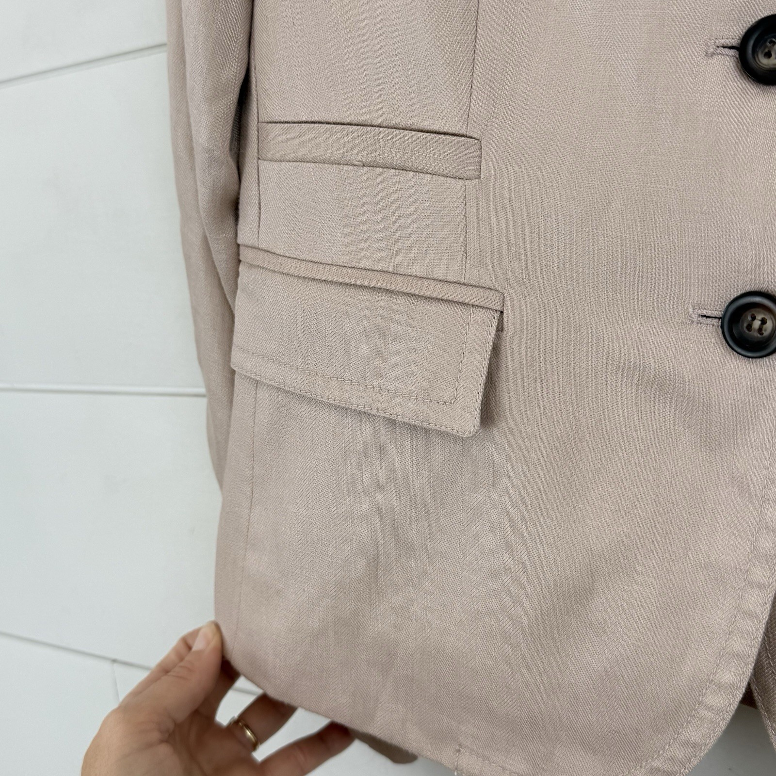 J. Crew KEATING BOY Blazer Jacket 100% Linen Blush Herringbone 37358 Women 2