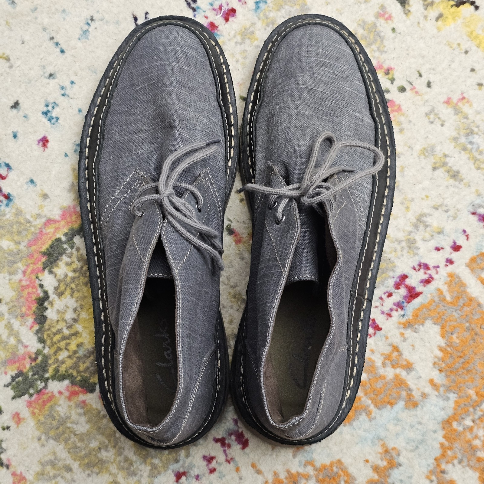 CLARKS Men’s Size 11.5 BUSHACRE RAND Chukka Ankle Boots Gray Lace Up Shoes
