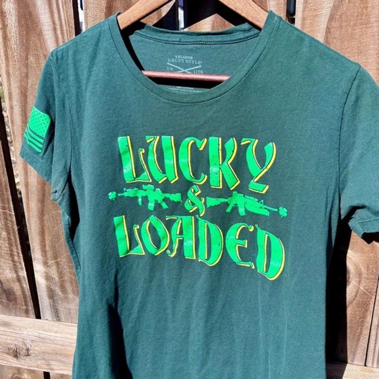 Grunt Style T-Shirt Lucky & Loaded Green St. Patty’s Day Women’s XXL