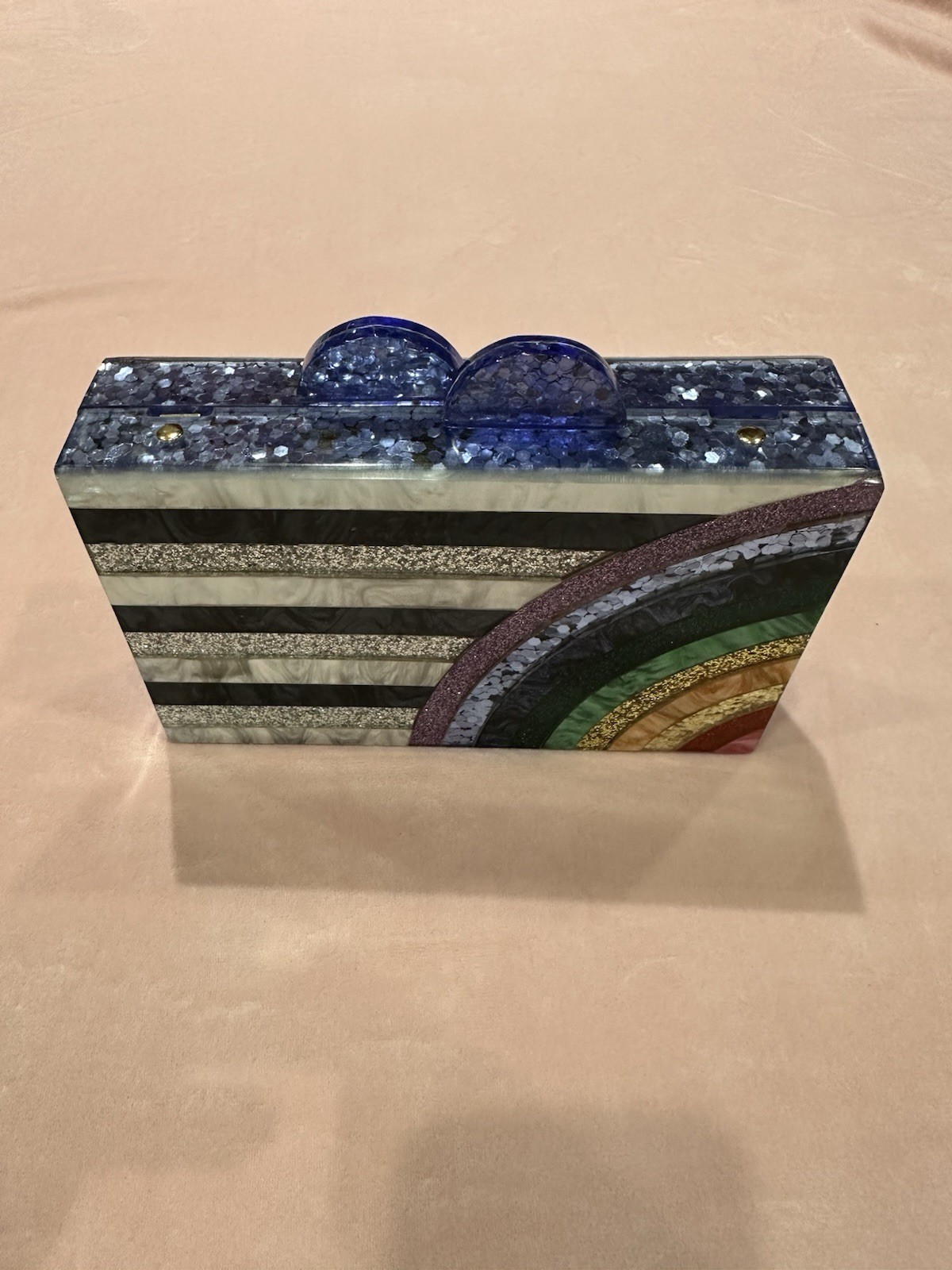 Elizabeth Sutton Collection Acrylic Clutch Purse Arc Rainbow – MISSING STRAP