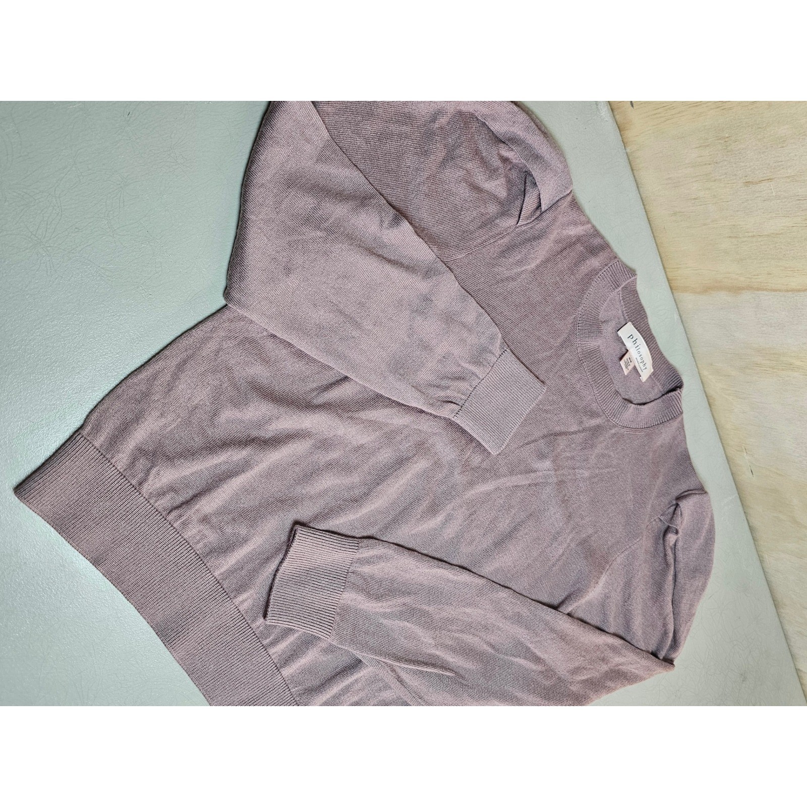 Philosophy Republic Clothing Womens Mauve Puff Sleeve Cashmere Blend Sweater M