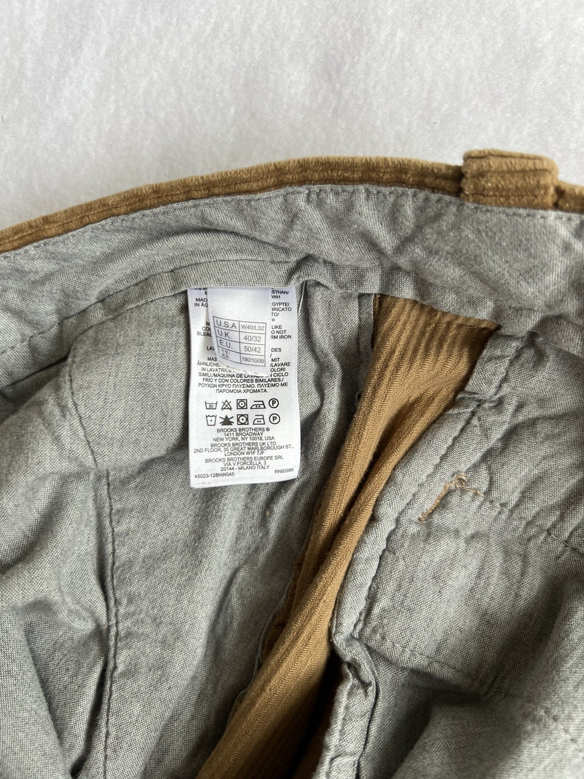 Brooks Brothers Pants Mens 40×32 Brown Corduroy Clark Fit Chino Classic Fit