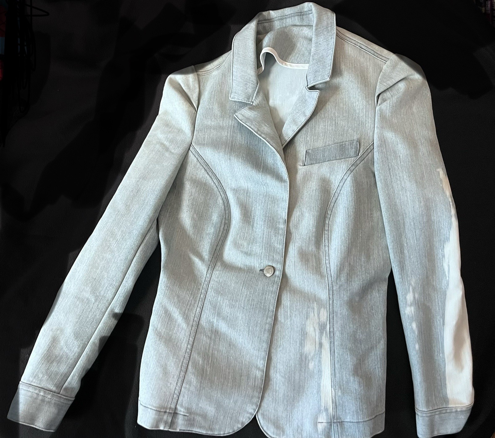 Prince Women’s XS Graphic Print Vegan Blazer Jean Jacket Button Front