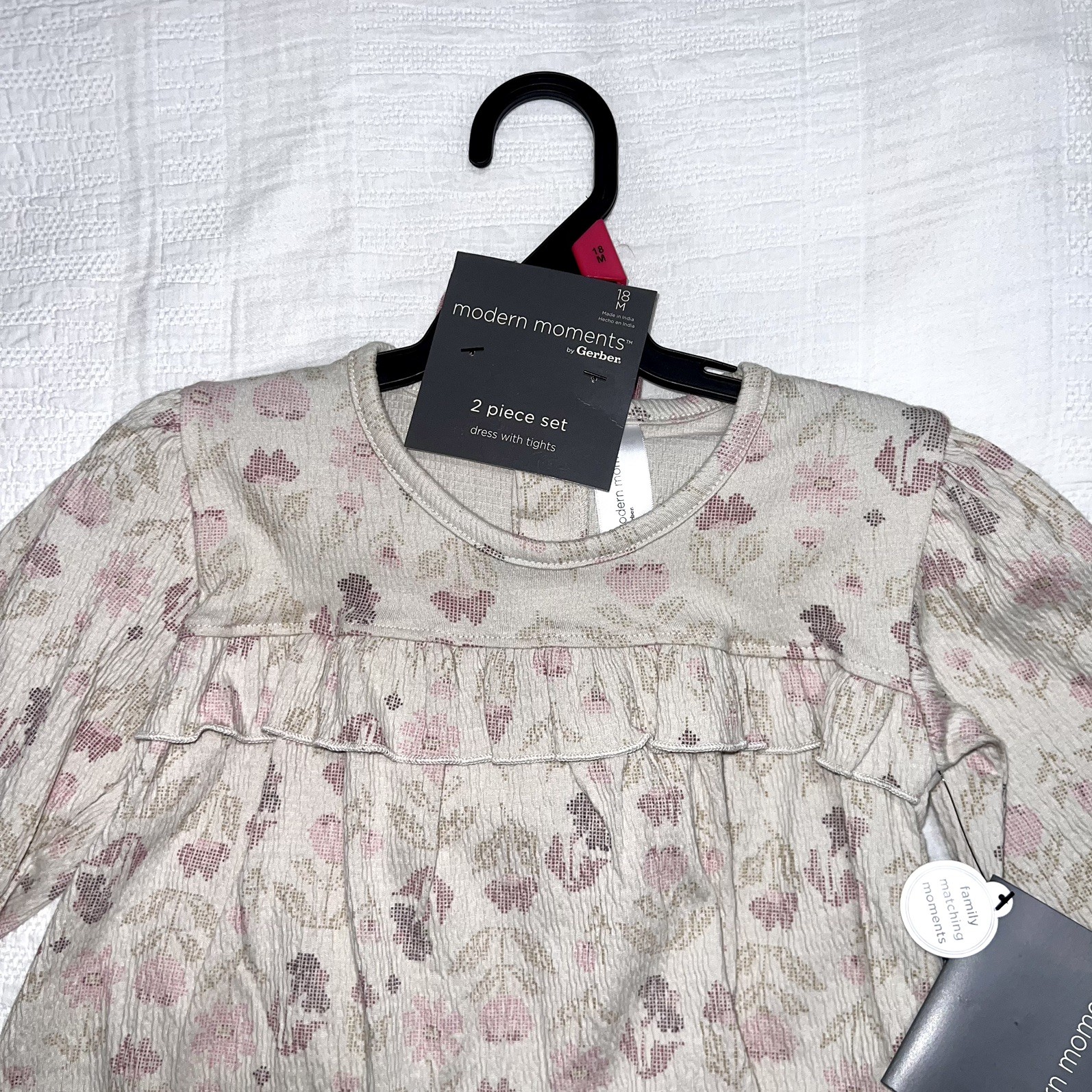 Modern Moments Baby Girl Floral Dress & Tights Outfit Set 2-Piece 18 Months NWT
