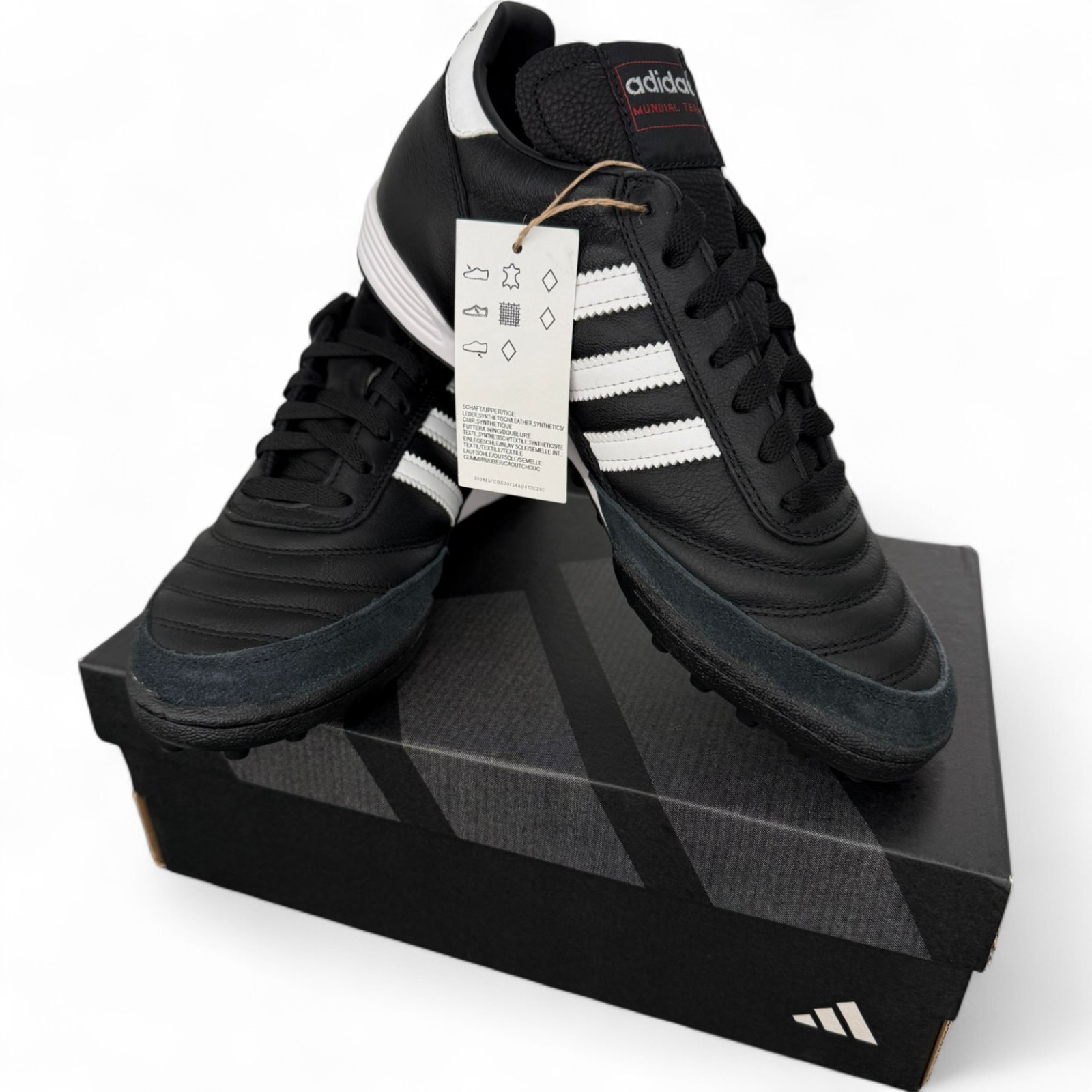 Adidas Mundial Team Turf Soccer Shoes Men Women Black Leather Size 7-11 NEW