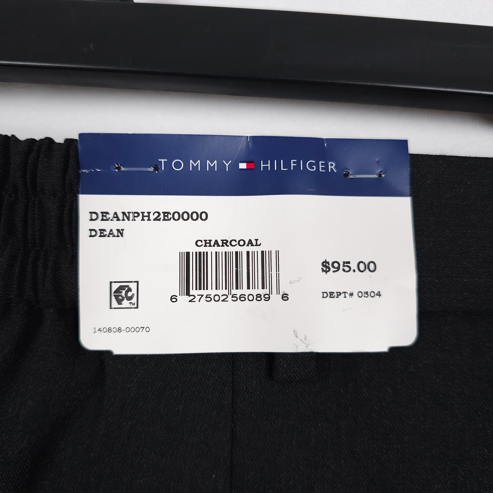 Tommy Hilfiger Mens Relaxed Fit Dress Pants 34×32 Charcoal Grey Pleated Stretch