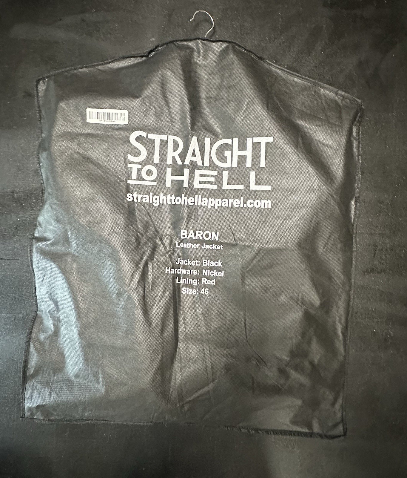 Straight To Hell (Baron) black and red Leather Jacket Red Lined Zip/Snap Size 46