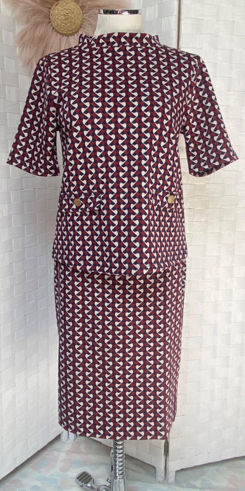 Ann Taylor Factory 2 Piece Geometric Outfit Pocket Top & Skirt Size 6 S FXG
