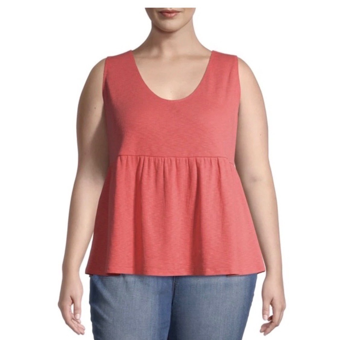 Terra & Sky Womens Plus Coral Fire Knit Peplum Tank Top 4X New