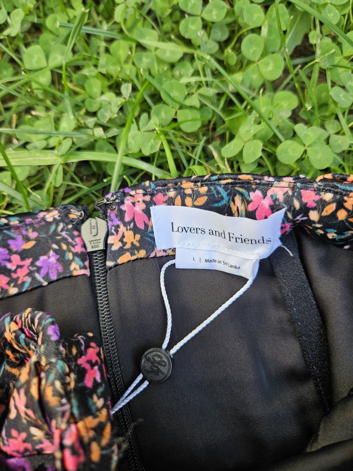 NWT Revolve Lovers And Friends Crawford Black Ruched Floral Bustier Corset L