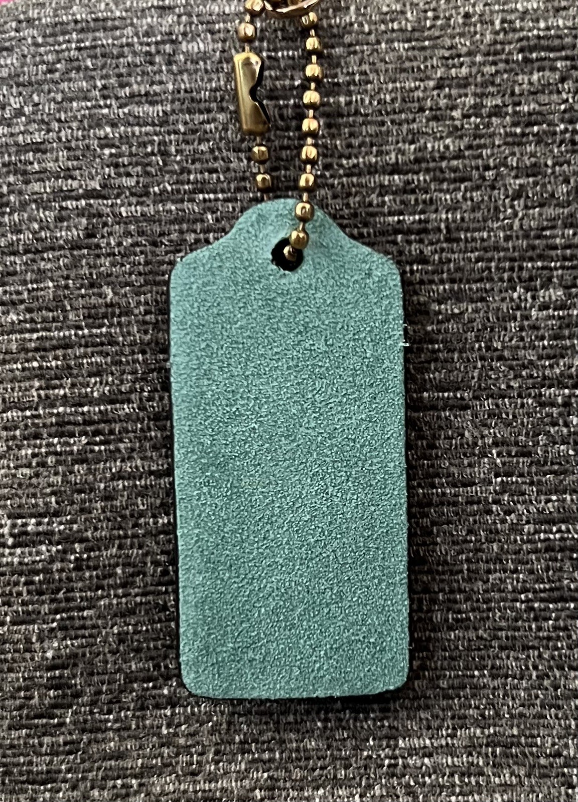 Genuine Coach 2.25” Green Suede Leather Hangtag Orange / Brass Mushroom New